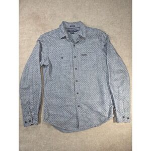 U.S. Polo Assn. Men's Small Blue Micro-Floral Print Long Sleeve Shirt Slim Fit